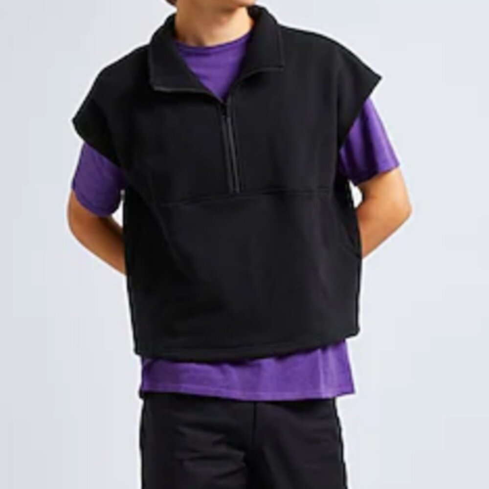 8 by Yoox Black Sleeveless Zip-Up Vest Il Gilet M Medium - Picture 2 of 12